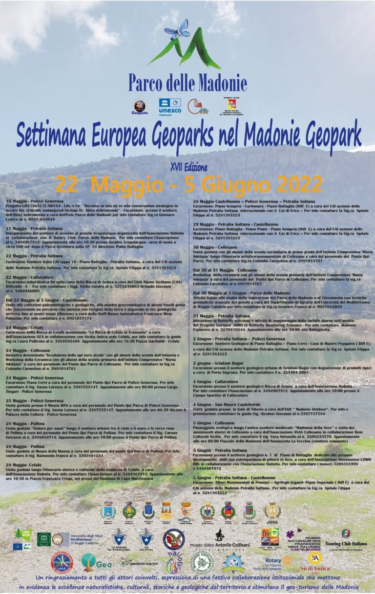 SETTIMANA EUROPEA GEOPARK – 22 MAGGIO / 05 GIUGNO 2002 IL PROGRAMMA DEL PARCO DELLE MADONIE GEOPARCO UNESCO